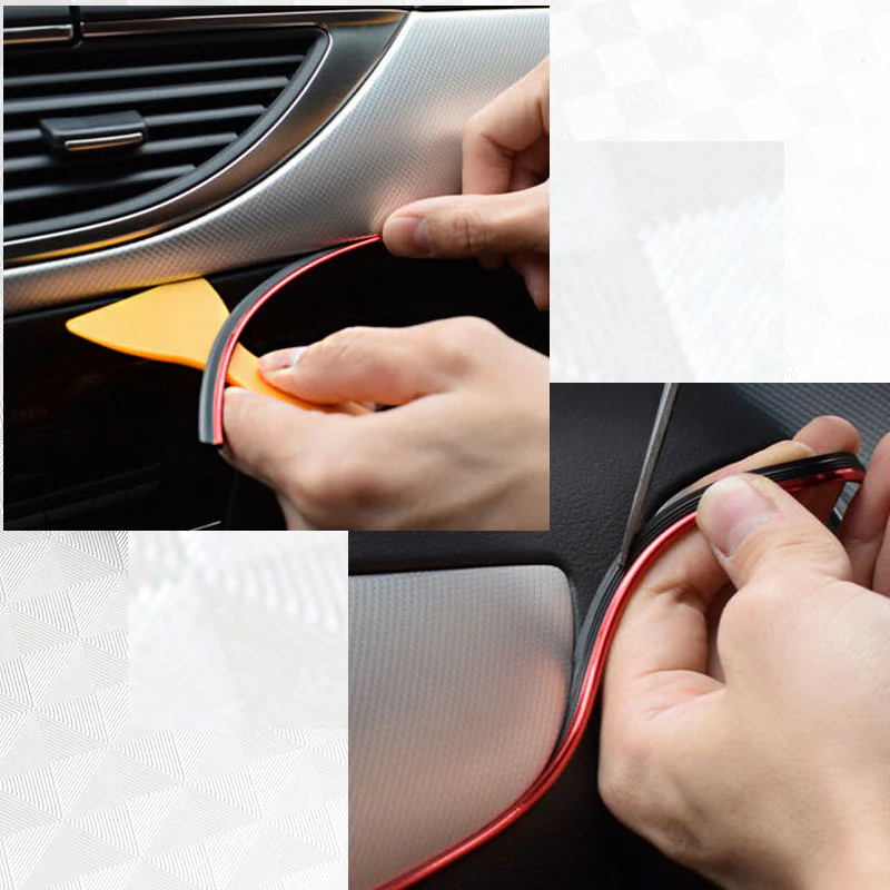 Red Interior Edge Gap Line Moulding Trim Molding Strip Auto Car Décor - 16.4 ft - Image 3