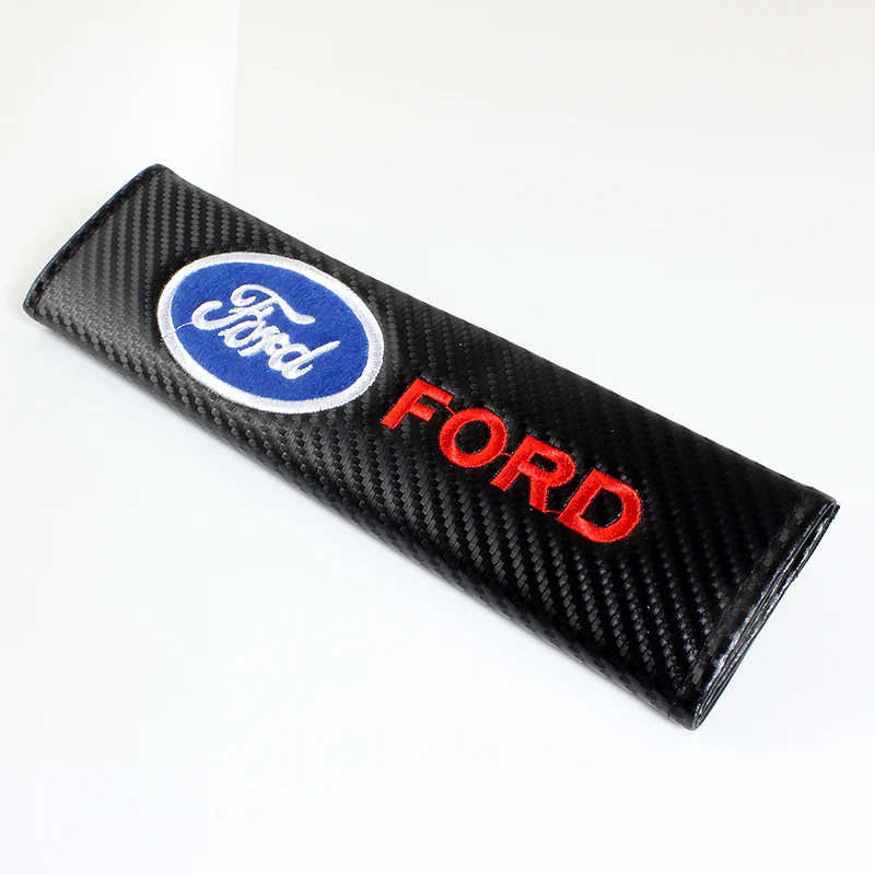 Ford Black Carbon Fiber Look Seat Belt Cover X2 - Image 3